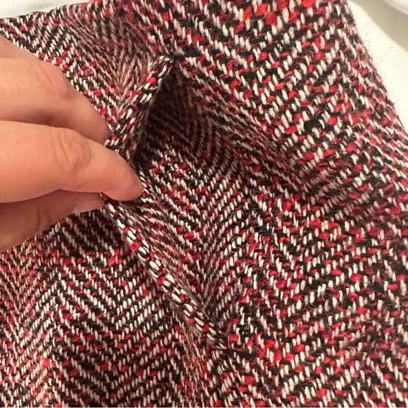 Loft Ann Taylor Black Red White Herringbone Wool Blend Skirt Size 2 Women’s - Picture 5 of 11